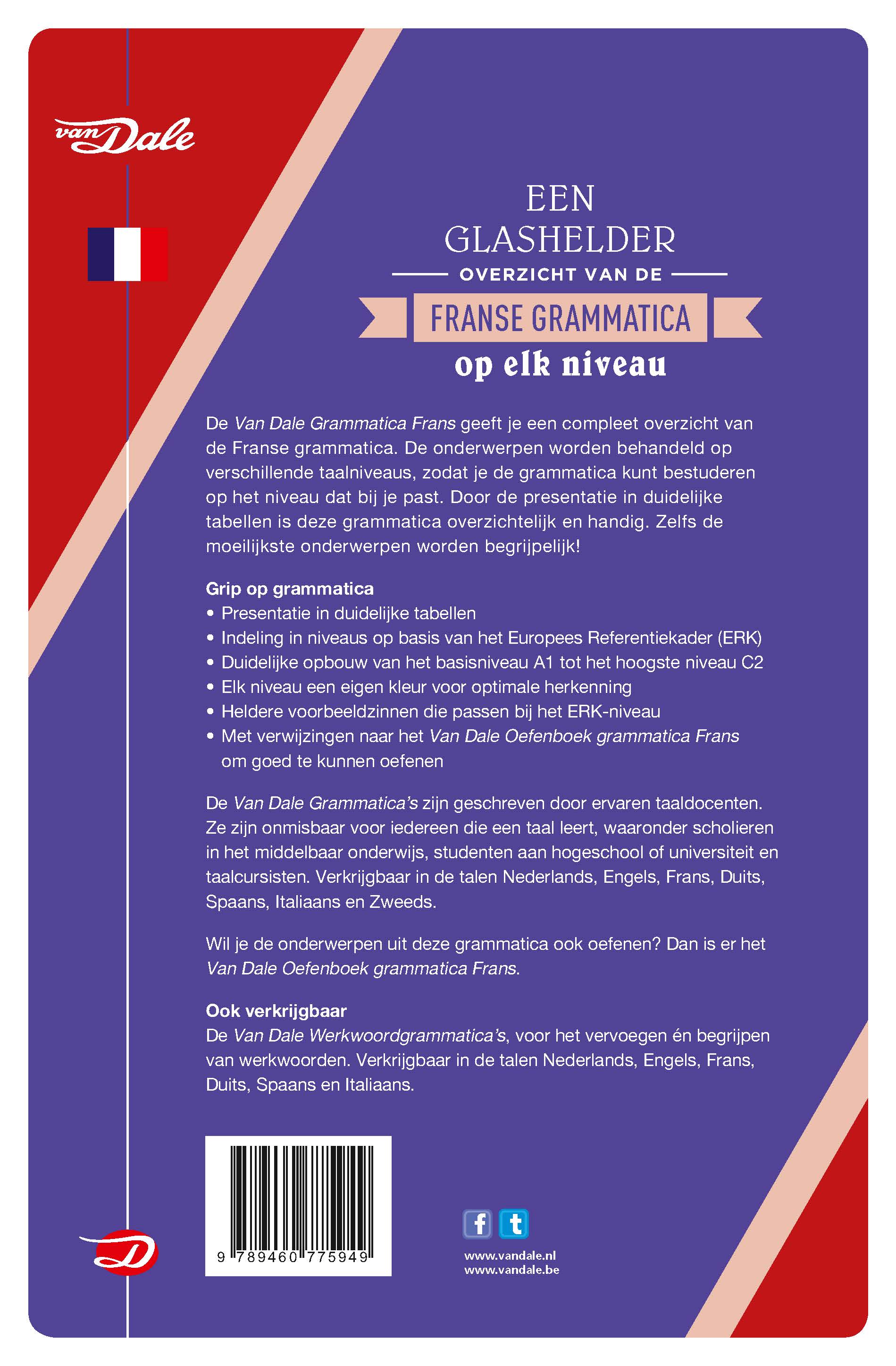 Achterzijde van het boek 'Van Dale Grammatica Frans'