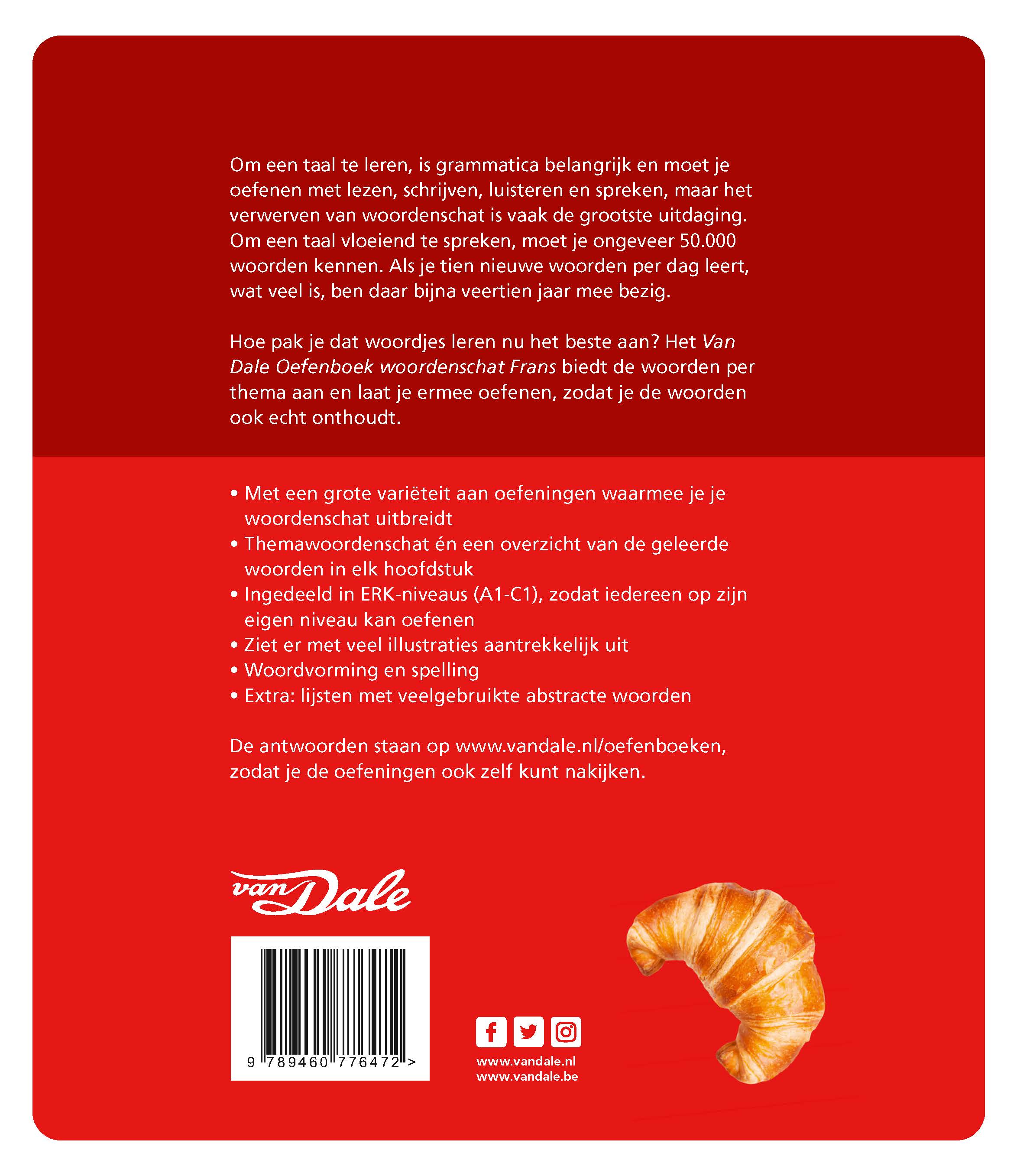 Achterzijde van het boek 'Van Dale Oefenboek woordenschat Frans'