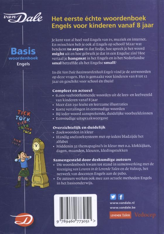 Achterzijde van het boek 'Van Dale Basiswoordenboek Engels'