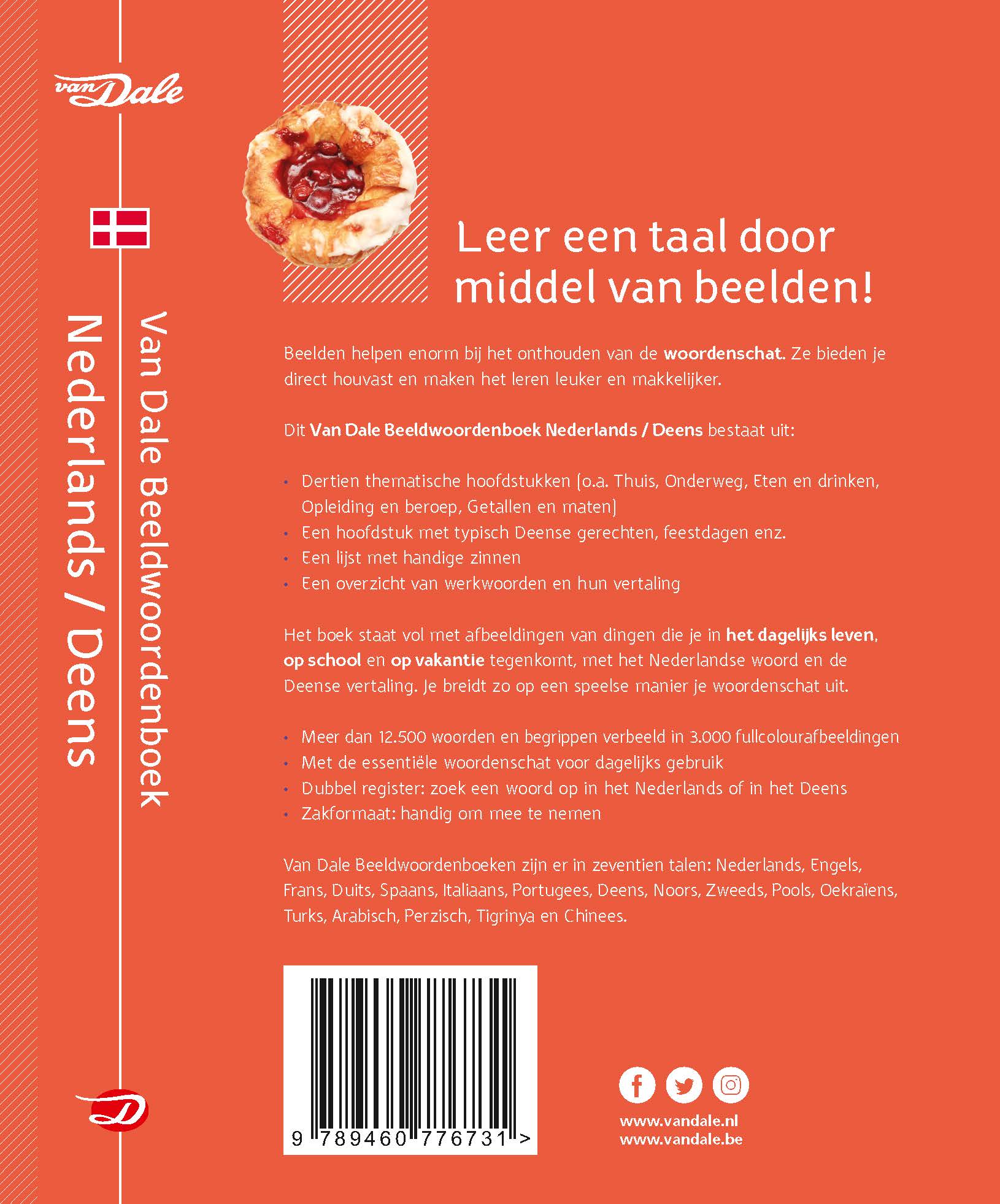 Achterzijde van het boek 'Van Dale Beeldwoordenboek Nederlands-Deens'