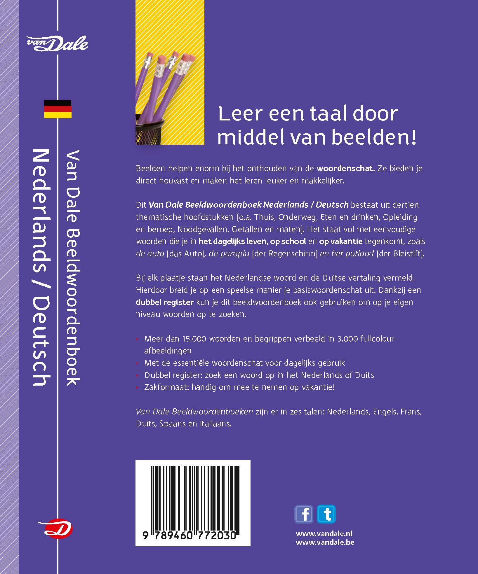 Achterzijde van het boek 'Van Dale Beeldwoordenboek Nederlands / Deutsch'