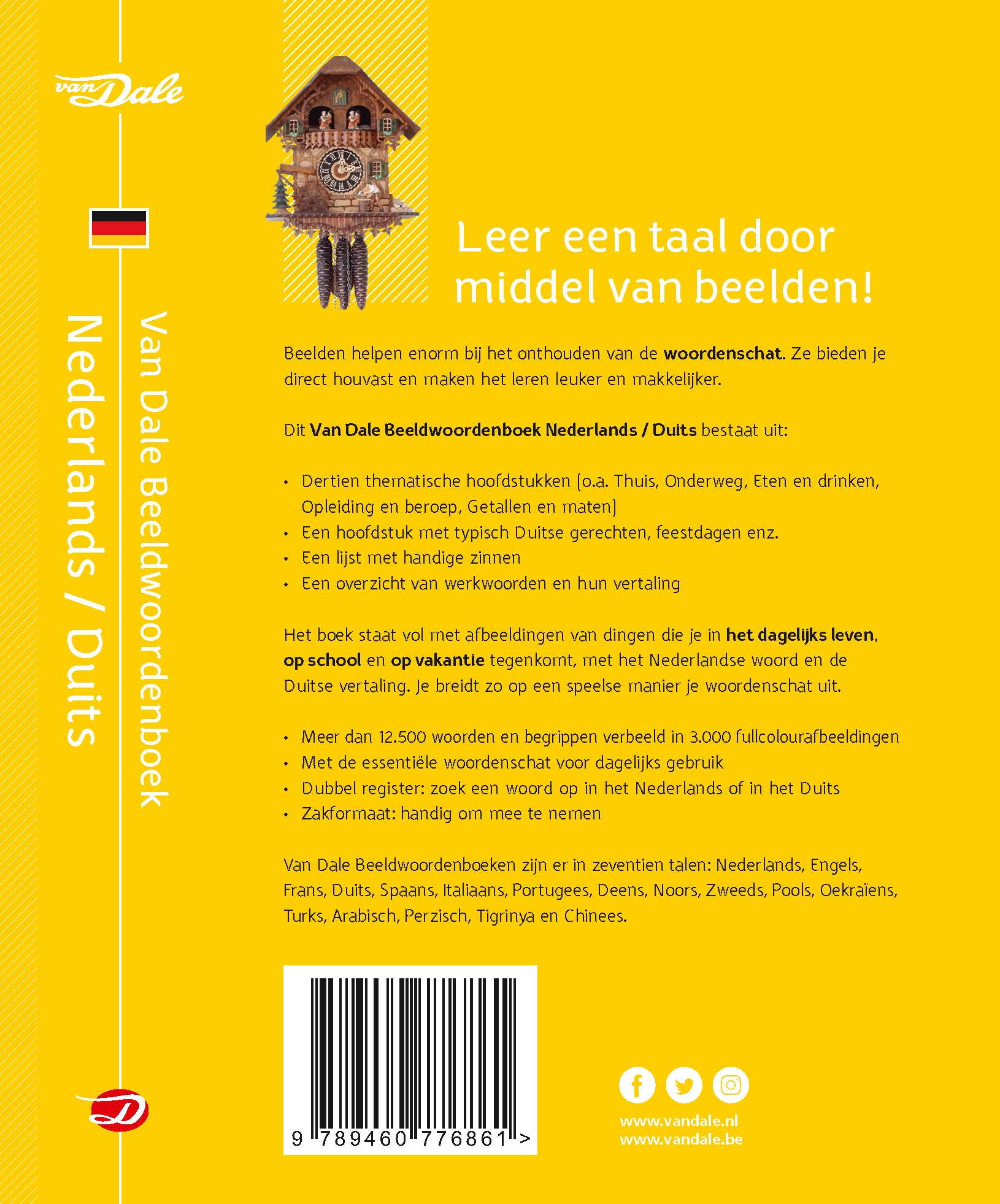 Achterzijde van het boek 'Van Dale Beeldwoordenboek Nederlands-Duits'