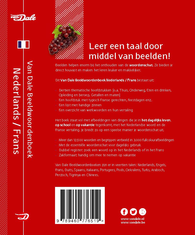 Achterzijde van het boek 'Van Dale Beeldwoordenboek Nederlands-Frans'