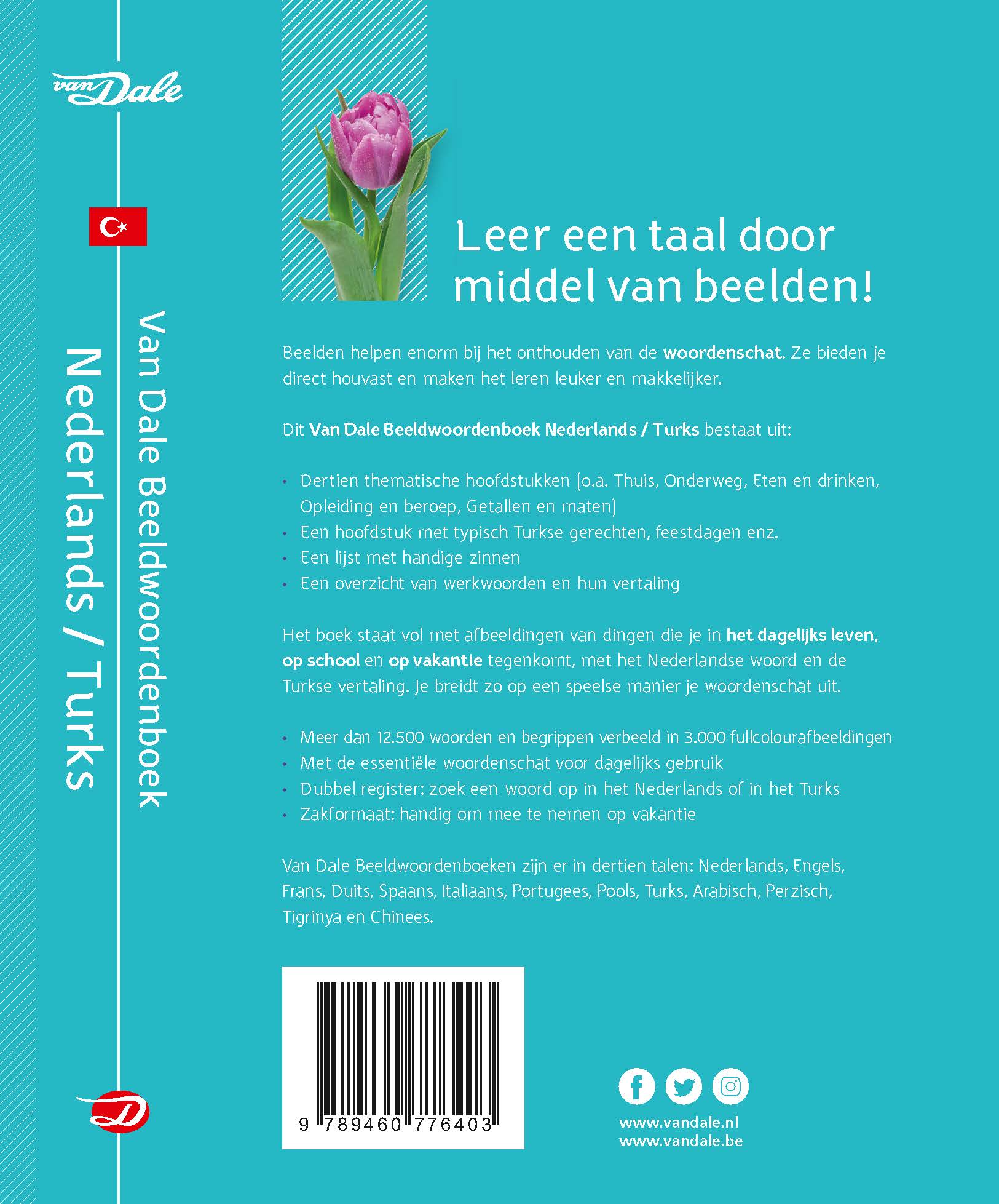 Achterzijde van het boek 'Van Dale Beeldwoordenboek Nederlands-Turks'