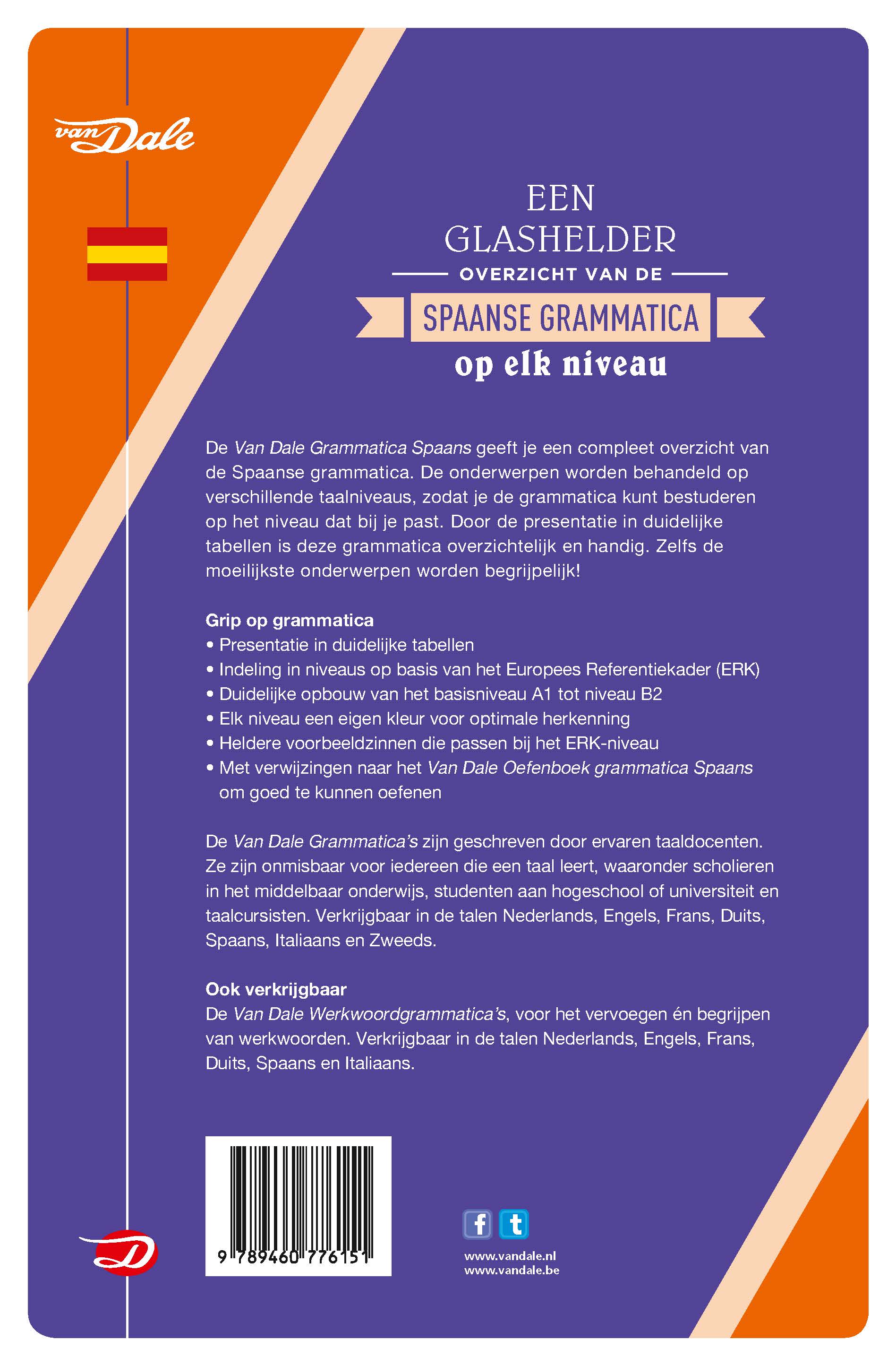 Achterzijde van het boek 'Van Dale Grammatica Spaans'