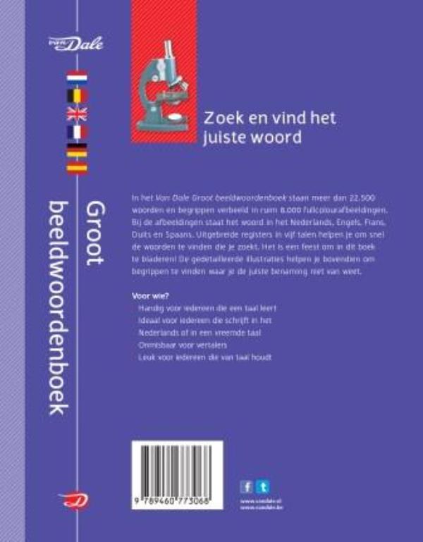 Achterzijde van het boek 'Van Dale Groot beeldwoordenboek'