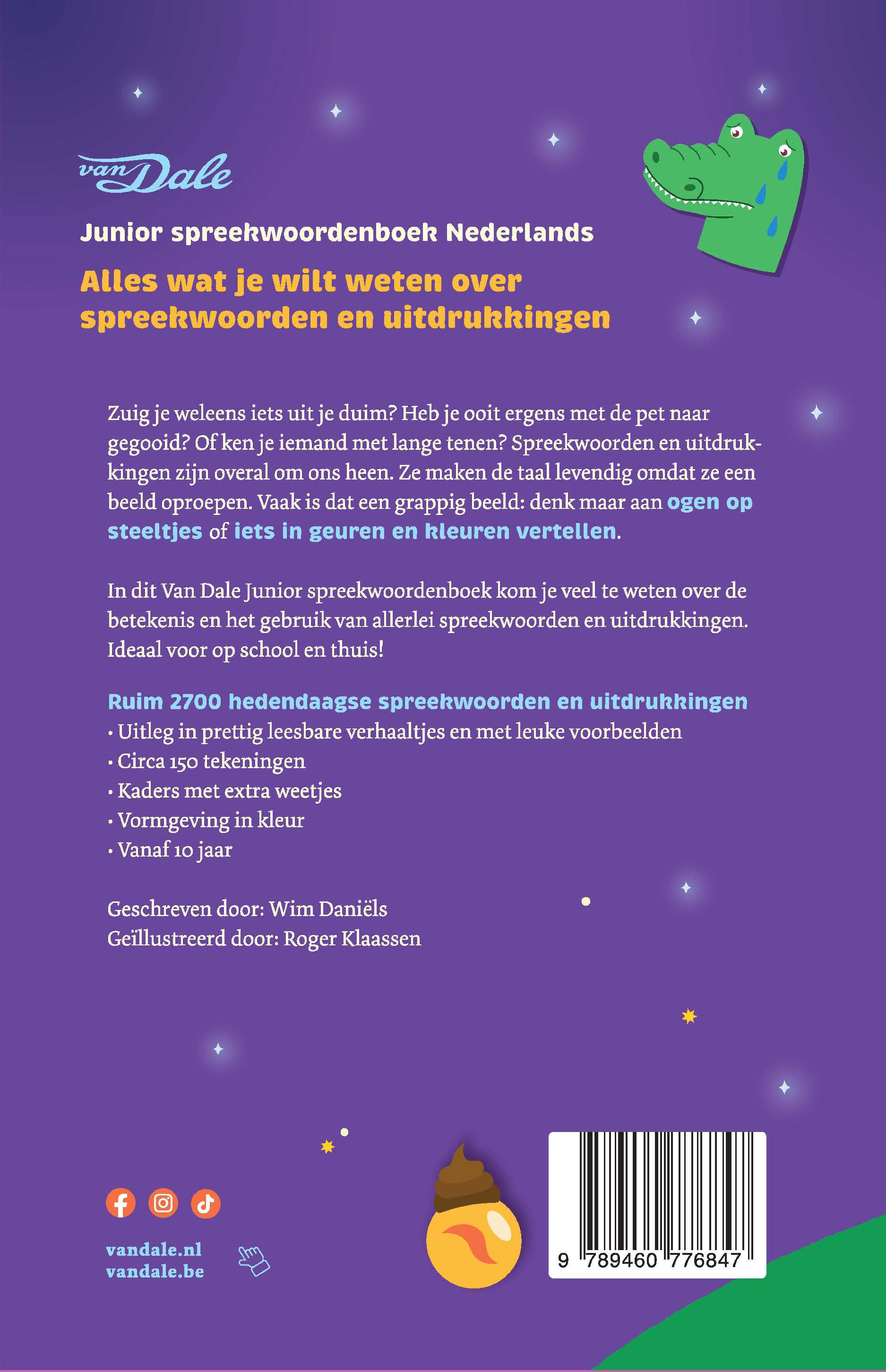 Achterzijde van het boek 'Van Dale Junior spreekwoordenboek Nederlands'