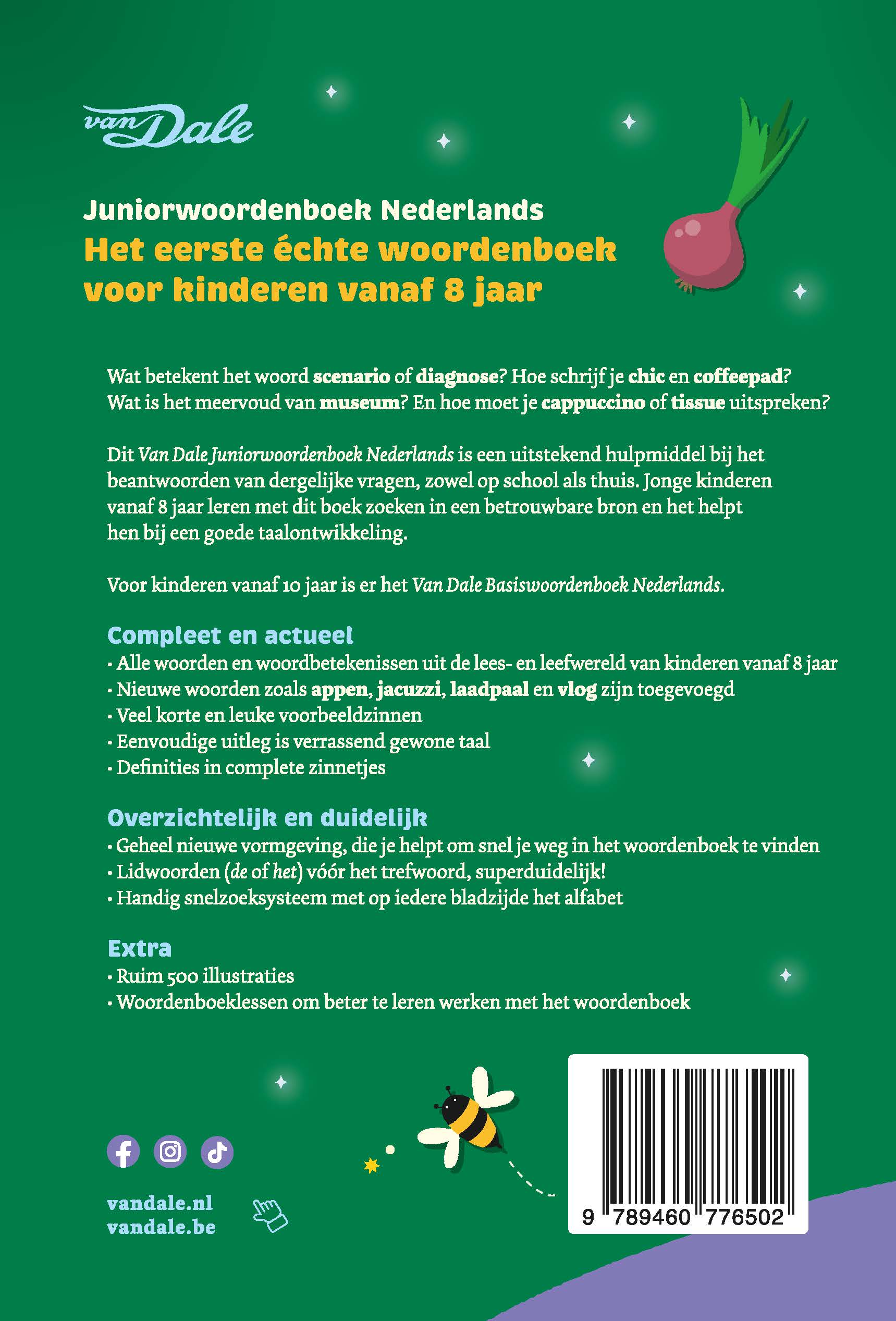 Achterzijde van het boek 'Van Dale Juniorwoordenboek Nederlands'