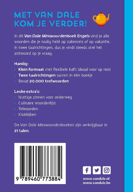 Achterzijde van het boek 'Van Dale Miniwoordenboek Engels'