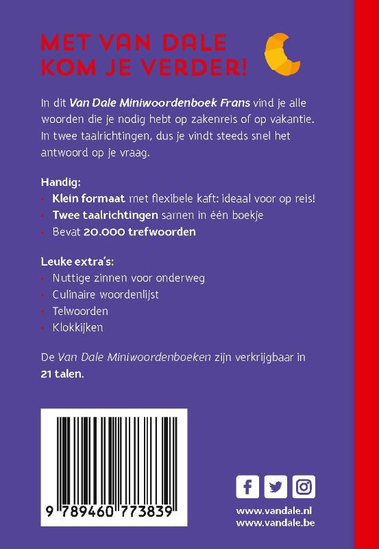 Achterzijde van het boek 'Van Dale Miniwoordenboek Frans'