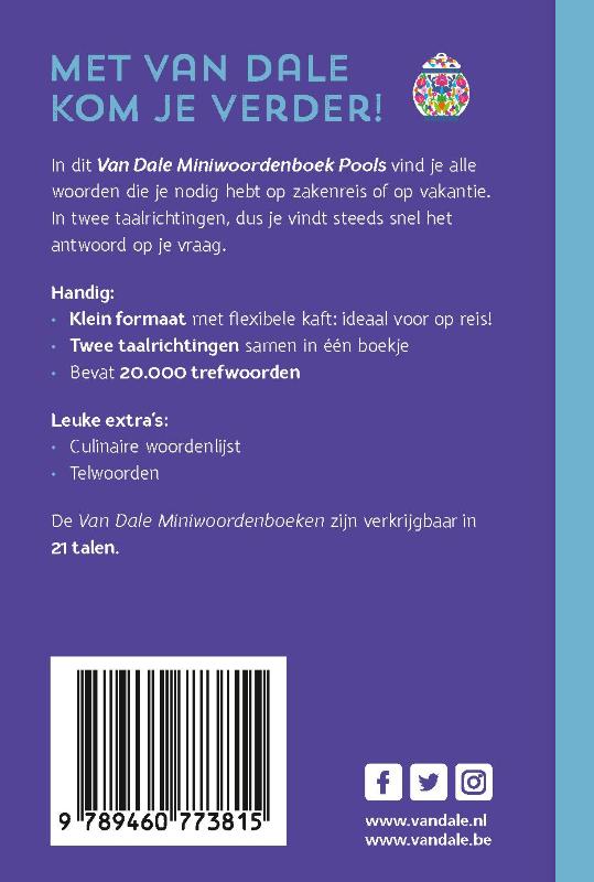 Achterzijde van het boek 'Van Dale Miniwoordenboek Pools'