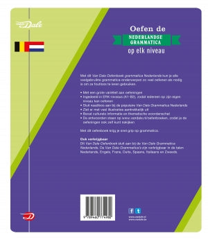 Achterzijde van het boek 'Van Dale Oefenboek grammatica Nederlands'