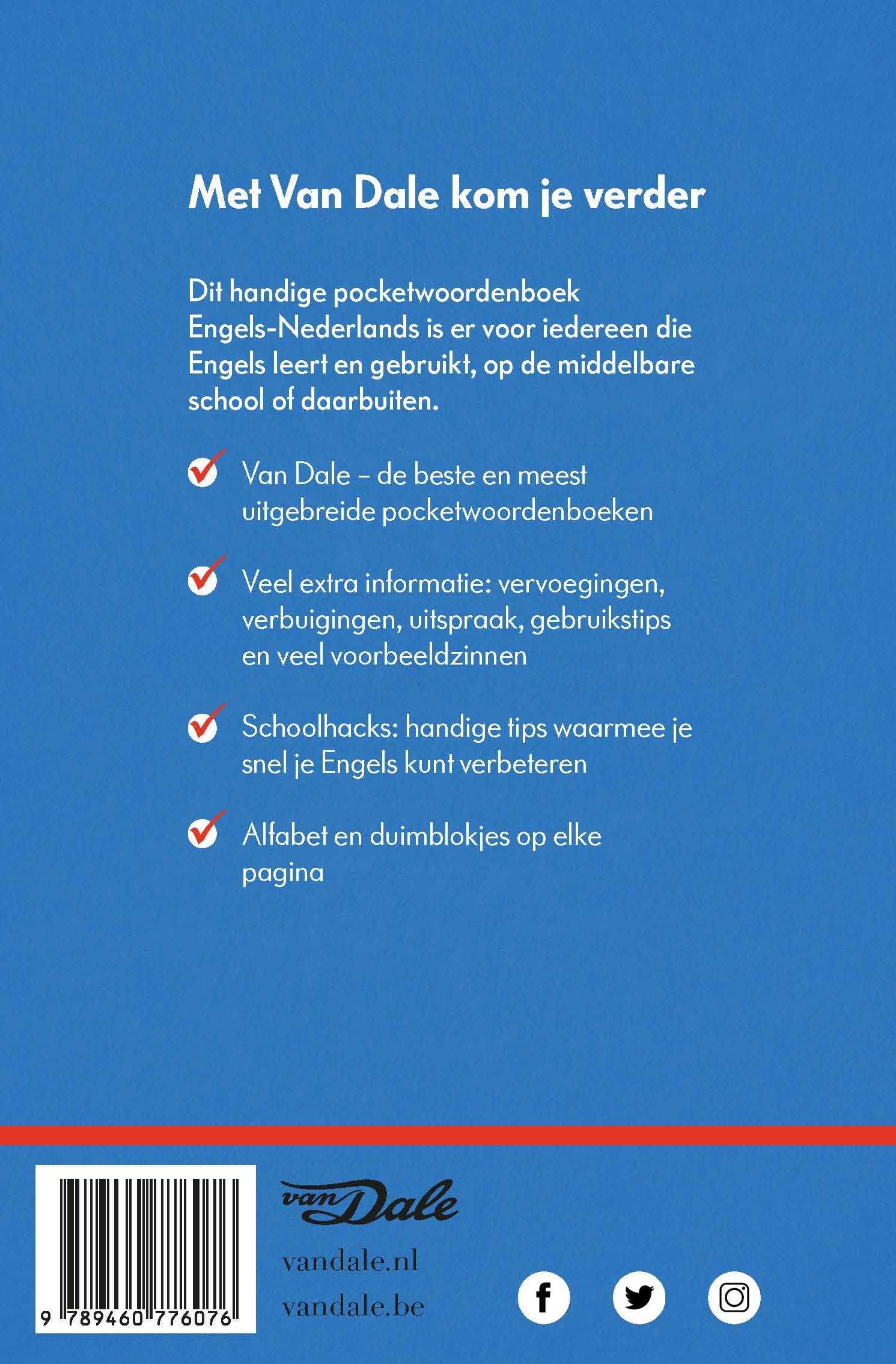 Achterzijde van het boek 'Van Dale Pocketwoordenboek Engels-Nederlands'