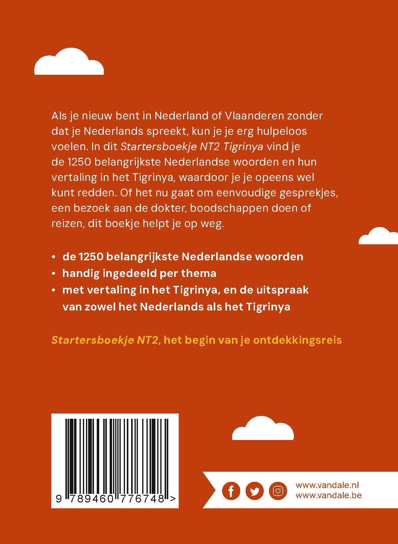 Achterzijde van het boek 'Van Dale Startersboekje NT2 Tigrinya'