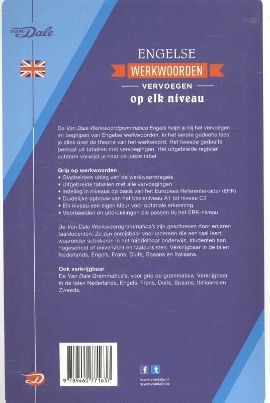 Achterzijde van het boek 'Van Dale Werkwoordgrammatica Engels'