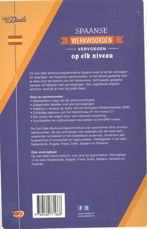Achterzijde van het boek 'Van Dale Werkwoordgrammatica Spaans'
