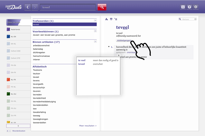Van Dale Online teveel